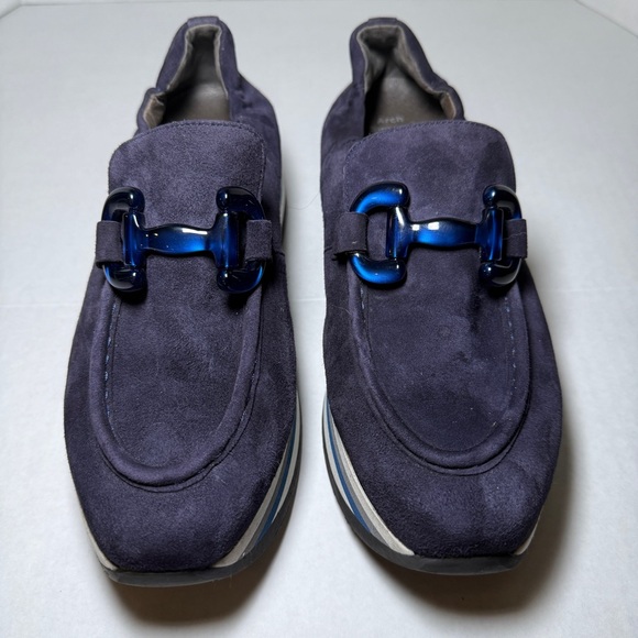 Softwaves Navy Suede Platform Loafers Slip On 40.5 size 10 Women's - Picture 1 of 8